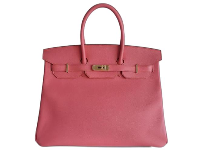 Hermès HERMES BIRKIN BAG 35 flamingos Pink Leather  ref.1105524