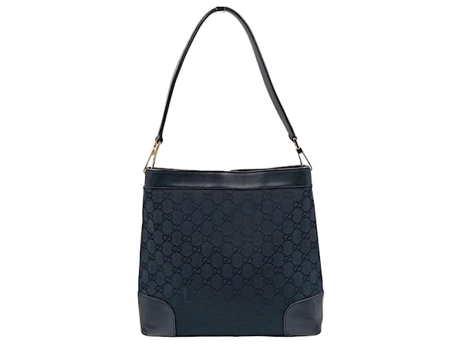 Gucci shoulder bag in monogram canvas and black leather Cloth  ref.1105533