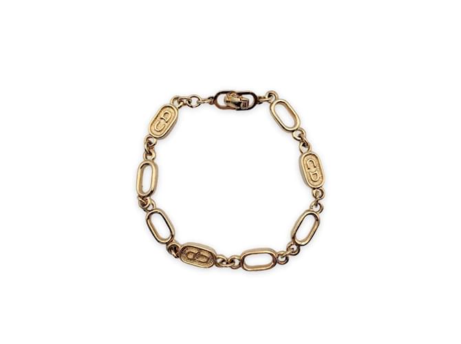 Christian Dior Ovales Vintage-Gliederarmband aus goldfarbenem Metall Golden  ref.1105536