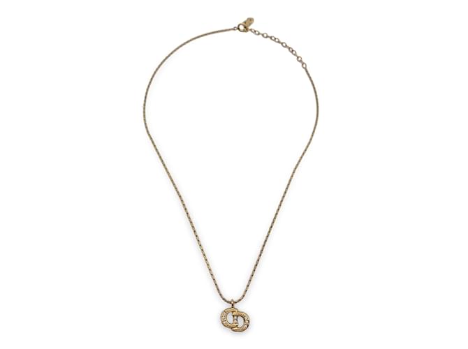 Christian Dior Vintage Gold Metal CD Pendant Chain Necklace Golden  ref.1105539