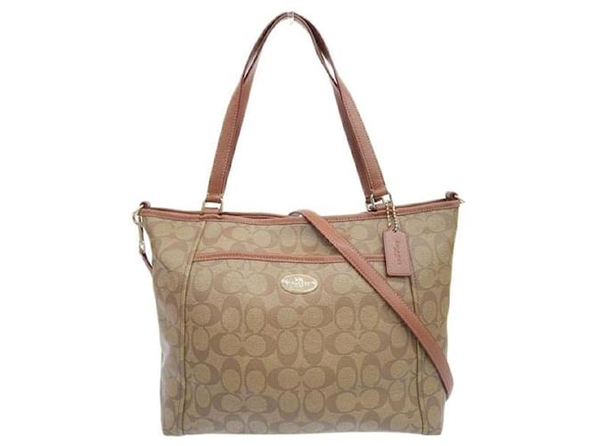 Coach Signature Canvas Pocket Tote Bag in sehr gutem Zustand Braun Leinwand  ref.1105543