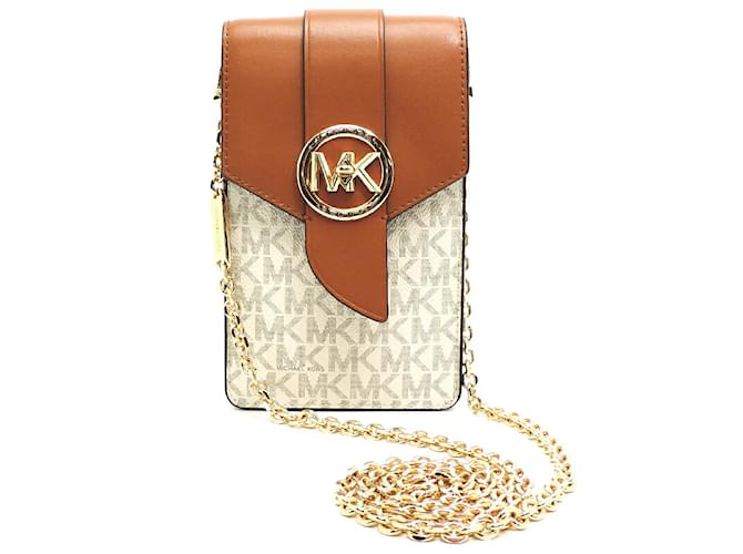 Michael Kors MK Signature Canvas & Leather Phone Case with Chain 32SOG00C5b White Cloth  ref.1105553