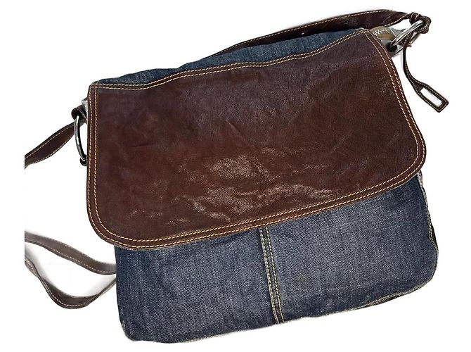 borsa a tracolla in denim miu miu Blu