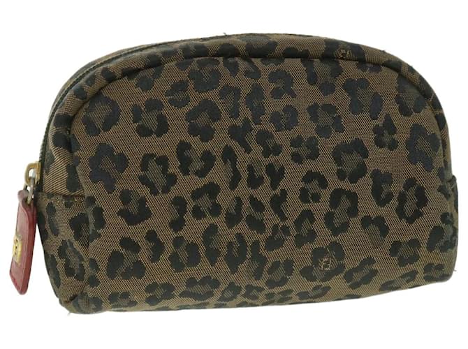 FENDI Leopard Pouch Canvas Brown Auth ar10418 Cloth  ref.1105680