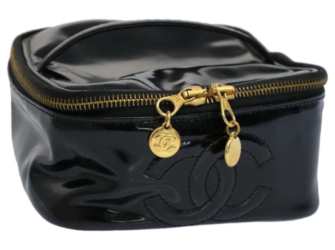 Neceser CHANEL Vanity Charol Negro CC Auth yb378