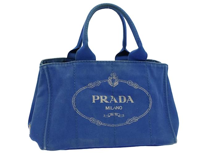 PRADA Canapa MM Hand Bag Canvas Blue Auth bs8886 Cloth  ref.1105706
