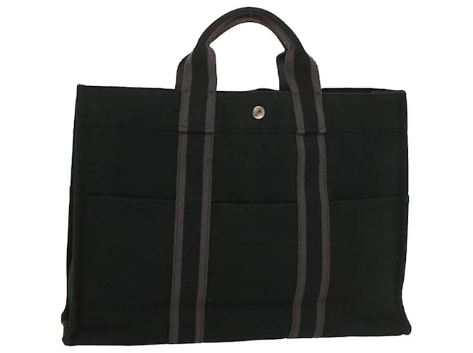 Hermès HERMES Fourre Tout MM Hand Bag Canvas Black Auth ki3576 Cloth  ref.1105742