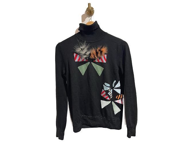 FENDI Strickwaren T.International S Fell Schwarz
