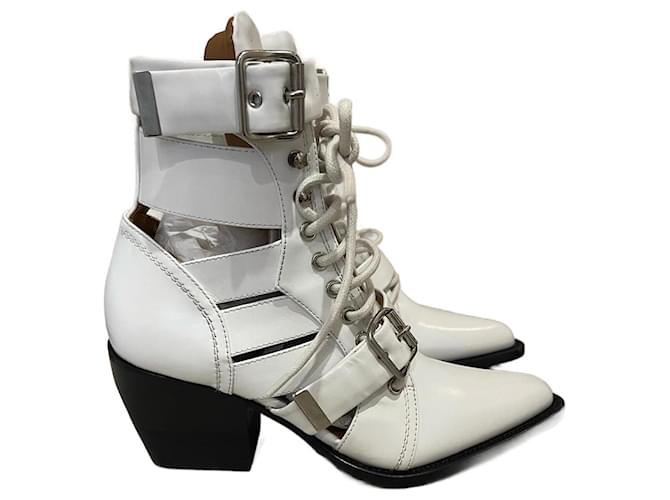 Chloé CHLOE  Ankle boots T.eu 38.5 leather White  ref.1105856