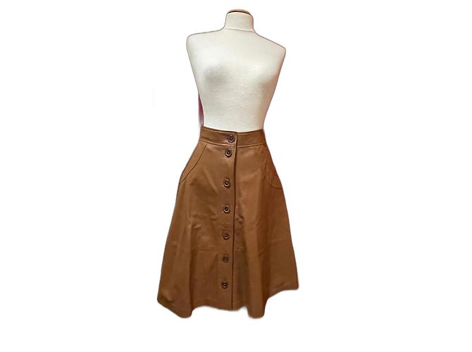 Falda de piel de cordero Soeur Camel Camello