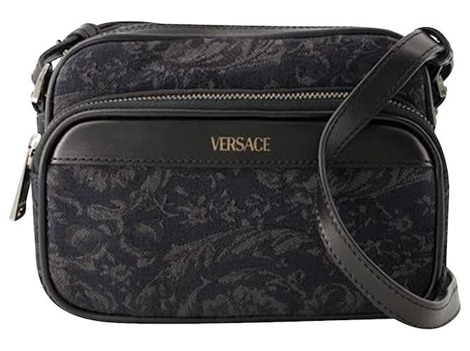 Petit sac à bandoulière Athena - Versace - Toile - Noir  ref.1105926
