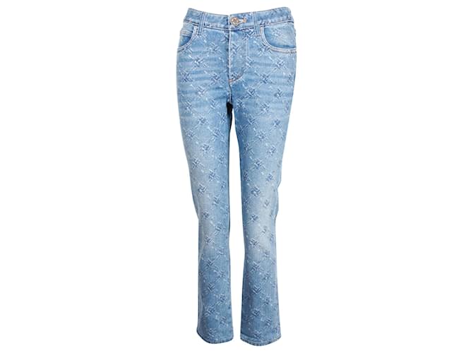 Chanel Karierte Denim-Jeans aus blauer Baumwolle  ref.1105930