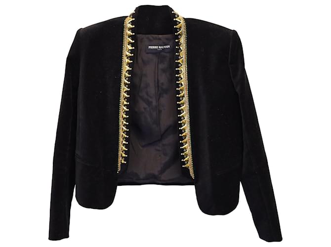 Pierre Balmain verzierte Jacke aus schwarzem Polyester  ref.1106022
