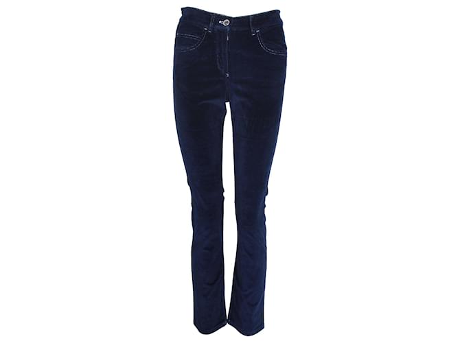 Timeless Jeans Chanel Tweed com bolso traseiro em algodão azul marinho  ref.1106037