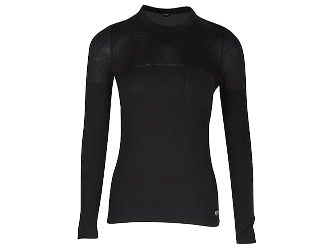 Chanel Fitted Long Sleeve Top in Black Cashmere Wool  ref.1106046