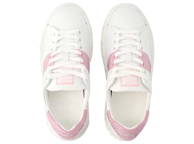 Baskets La Greca - Versace - Cuir - Blanc/pink Rose  ref.1106064