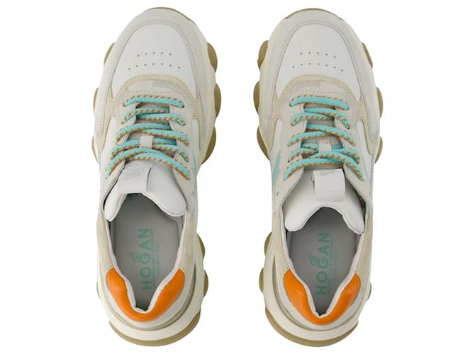 Hyperaktive Sneakers – Hogan – Leder – Grau/braun Weiß  ref.1106075