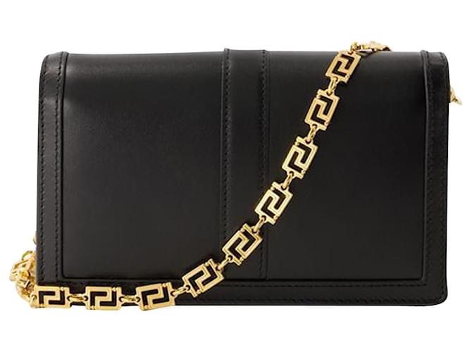 Greca Goddess Wallet On Chain  - Versace - Leather - Black Pony-style calfskin  ref.1106094