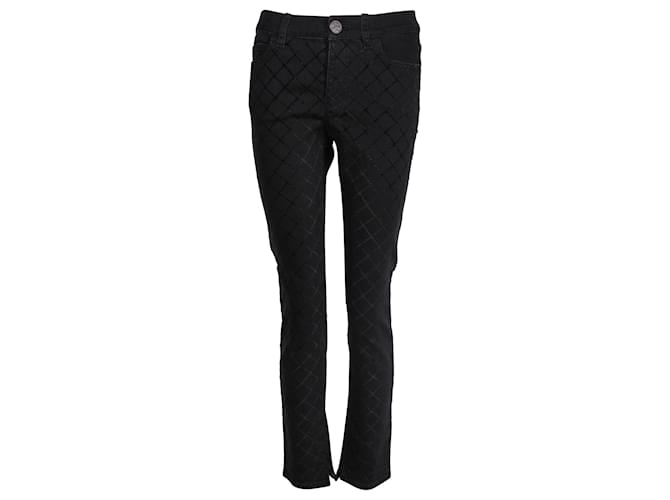 Chanel Checked Denim Jeans in Black Cotton  ref.1106146
