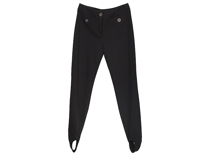 Pantalon étrier Chanel en laine noire  ref.1106148