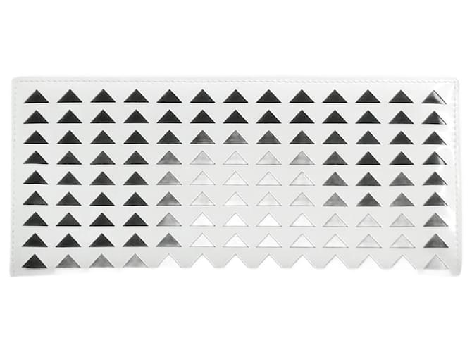 Alaïa Clutch de couro com estampa de triângulo branco  ref.1106201