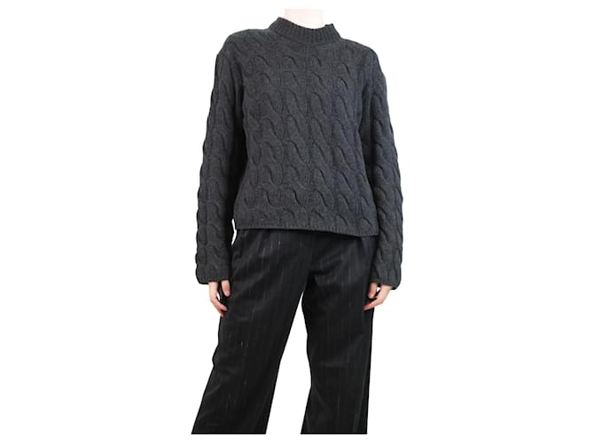 Theory Grey wool cable knit jumper - size S  ref.1106213