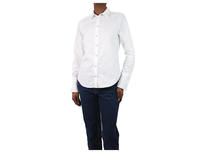Frame Denim Camisa blanca de manga larga - talla UK 6 Blanco Algodón  ref.1106223