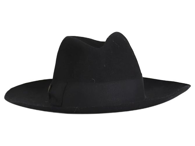 Borsalino Black felt Fedora hat - size EU 56