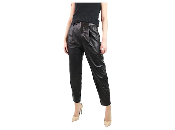 Anine Bing Black high-rise cut leather trousers - size UK 12  ref.1106243