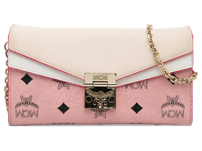 MCM Pink Visetos Millie Flap Leather Crossbody Bag Cloth Cloth  ref.1106264