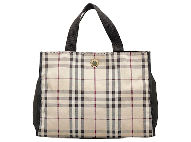 Burberry Brown House Check Tote Beige Cloth Cloth  ref.1106360