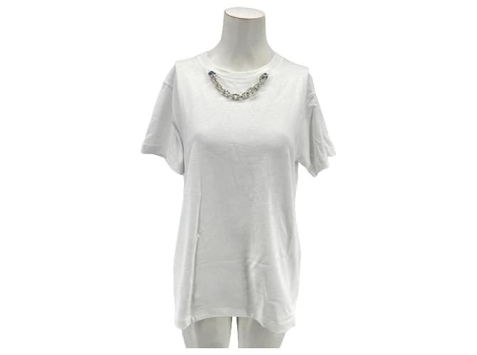 LOUIS VUITTON Weißes T-Shirt mit Kettendetail TXL Baumwolle  ref.1106416