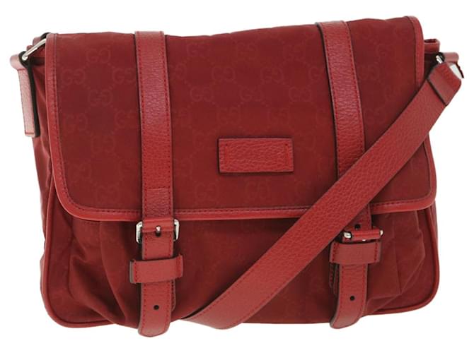 GUCCI GG Canvas Shoulder Bag Nylon Outlet Red 510335 auth 56687  ref.1106435