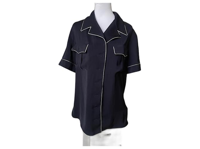 Chanel Tops Navy blue Polyester  ref.1106575