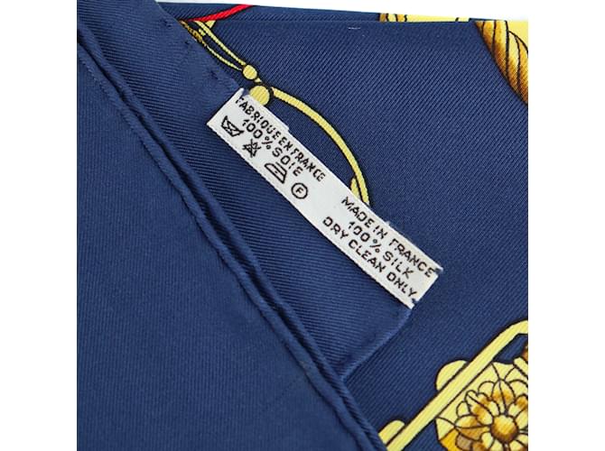 Hermès Lenço de seda HERMES T.  Seda Azul marinho  ref.1106594