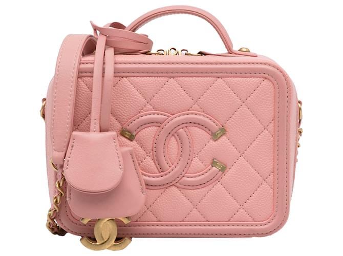 Chanel Pink Small Caviar CC Filigree Vanity Bag Leather  ref.1106616