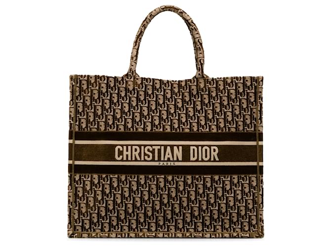 Grand cabas oblique marron Dior Toile Tissu  ref.1106624