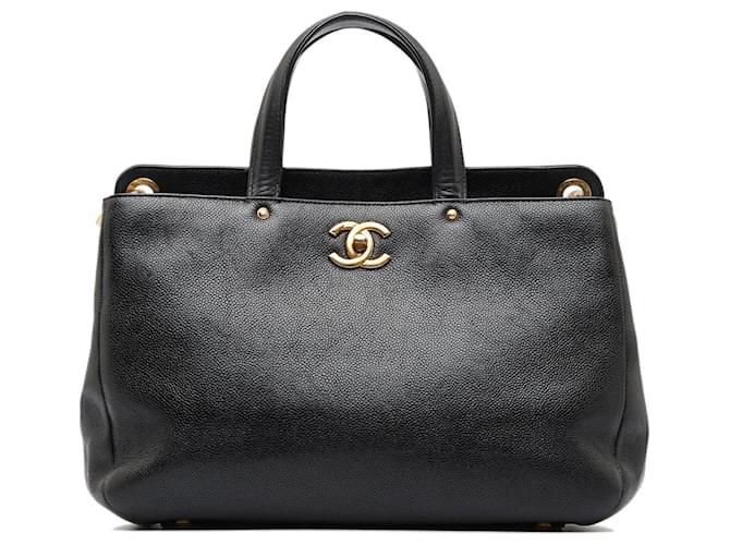 Bolso satchel negro CC Caviar de Chanel Cuero  ref.1106668