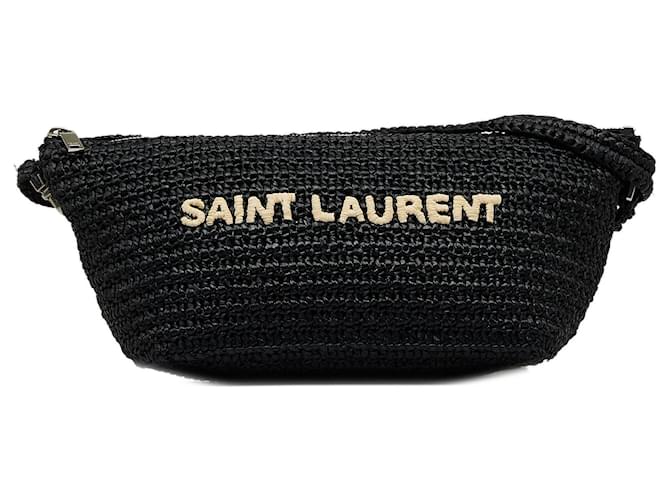 Saint Laurent Bolsa de ombro preta com logotipo Le Raffia Preto  ref.1106670