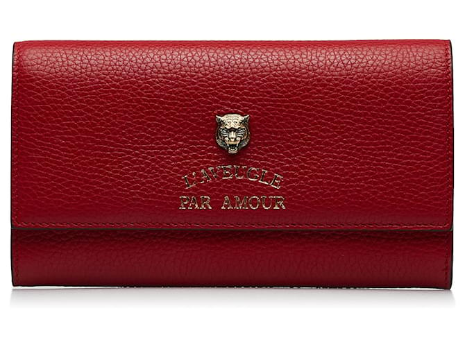 Gucci Red L Aveugle Par Amour Long Wallet Leather Pony-style calfskin  ref.1106697