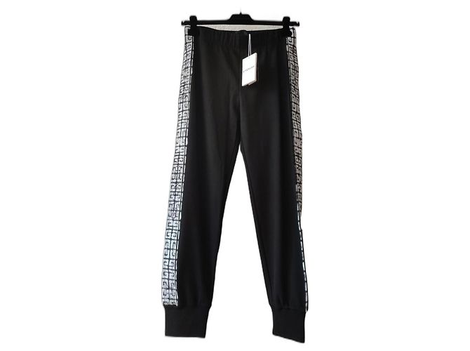 GIVENCHY PANTALONE JOGGING BLACK EDITION 4G TAG BANDE LATERALI. Nero