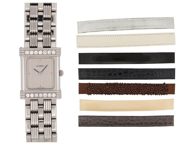 O.J. Perrin ASSISTIR O.J. DIAMANTES DE AÇO PERRIN 8 Pulseiras 27 RELÓGIO DE QUARTZO DE AÇO MM