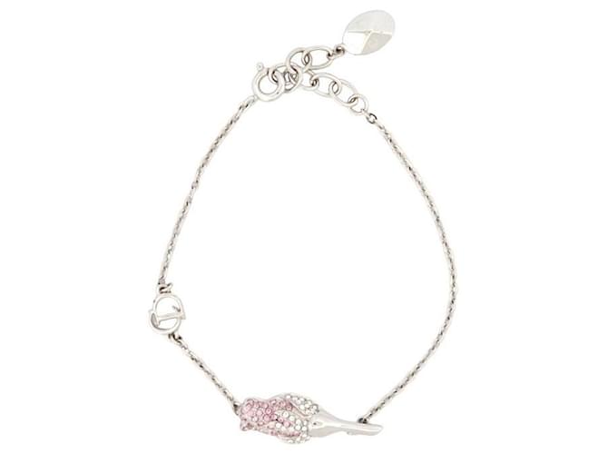 NEUES CHRISTIAN DIOR DNA ROSA STRASS B ARMBAND0244DNACY002Metallband Silber  ref.1106832