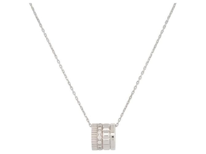 NEW BOUCHERON NECKLACE QUATRE RADIANT GOLD RING PENDANT 18K GOLD NECKLACE Silvery White gold  ref.1106845