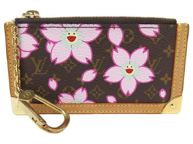 PORTE CLE LOUIS VUITTON CHERRY BLOSSOM TOILE MONOGRAM MURAKAMI M92015 KEY HOLDER Cuir Marron  ref.1106894