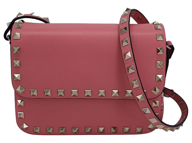 Valentino Garavani Valentino Rockstud Flap Crossbody Bag in Pink Calfskin Leather Pony-style calfskin  ref.1106941
