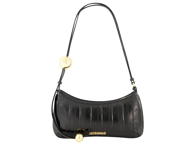 Le Bisou Perle Shoulder Bag - Jacquemus - Leather - Black Pony-style calfskin  ref.1106955