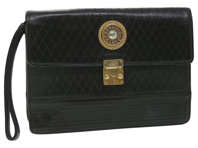 Gianni Versace Clutch Bag Leather Black Auth ac2304  ref.1107139