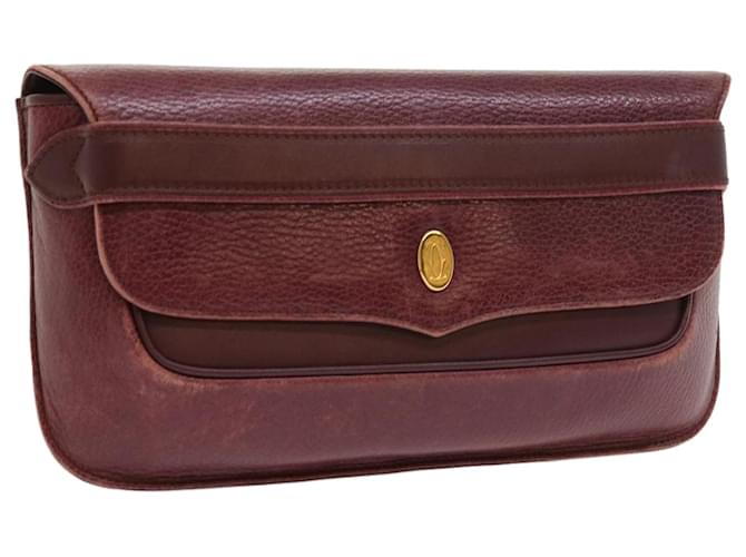 CARTIER Clutch Bag Leather Red Auth ac2282  ref.1107146
