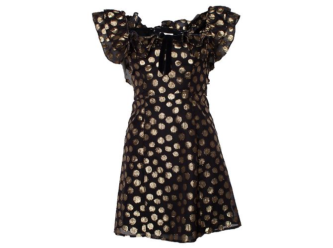 Autre Marque Für Liebe & Zitronen, Schwarzes Rüschenkleid Golden